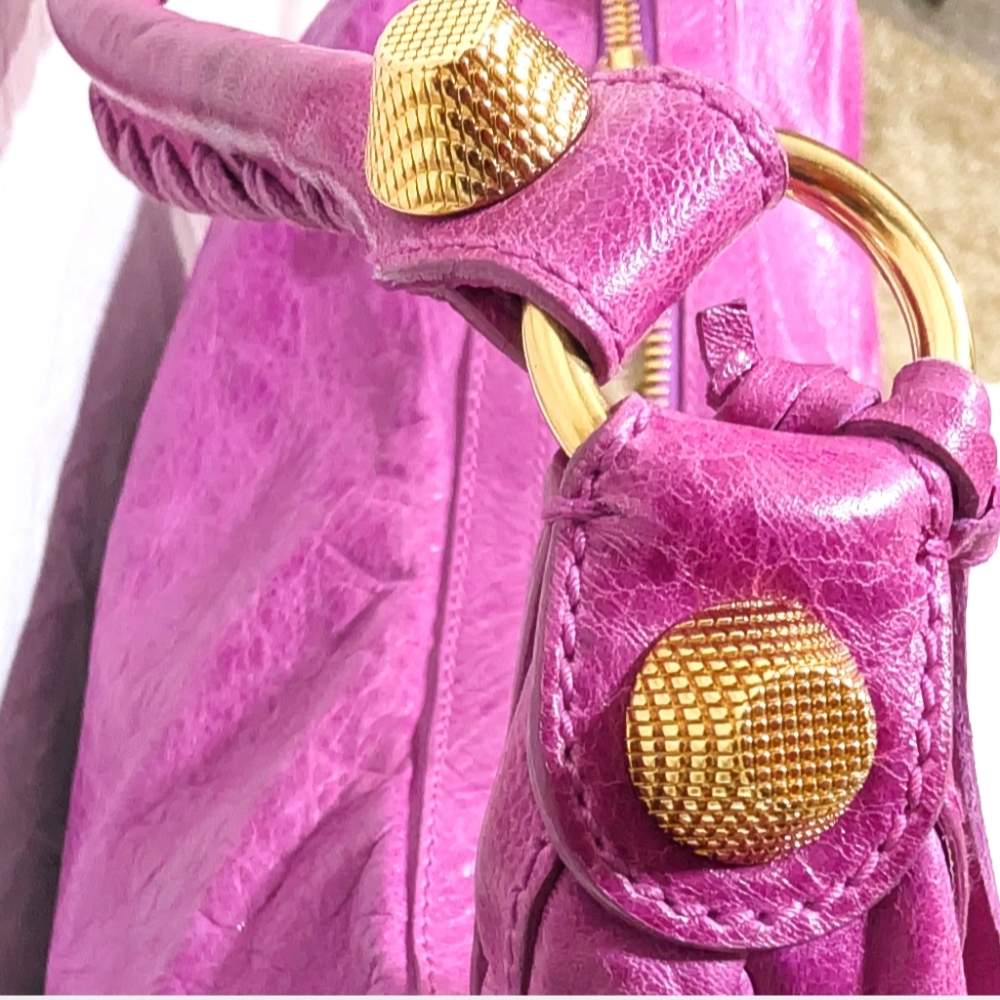 Balenciaga Hot Pink Leather Hobo Bag with Gold Hardware - Picture 11 of 16